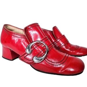 60s RED Patent Leather Shoes by Charm Step VTG Mod Shoes Low Heels Shoes RARE 6
